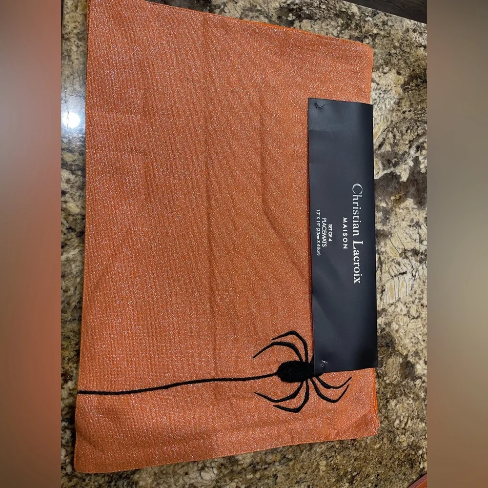 Christian Lacroix luxury halloween Placemat set of 4 - Embroidered spider - NEW